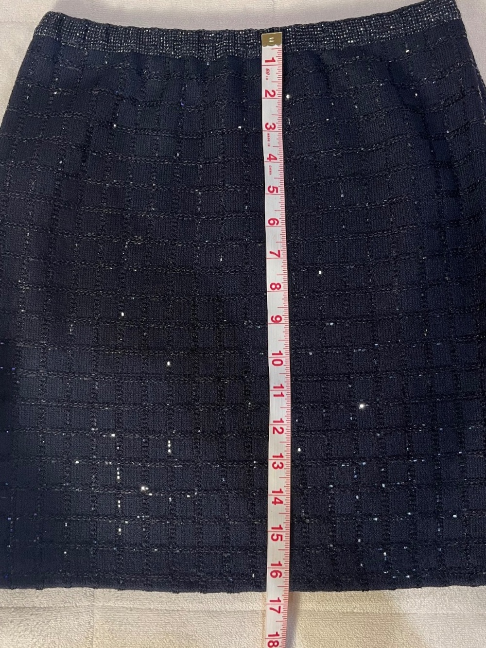 St John Evening Santana Knit Skirt Suit Set Black Metallic Sparkle Size 4 USA - Picture 14 of 14
